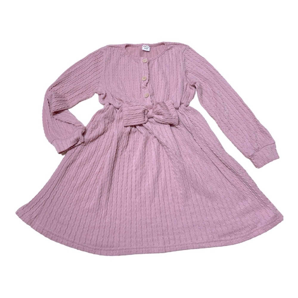 PatPat Kid Girl Bowknot Design Textured dress